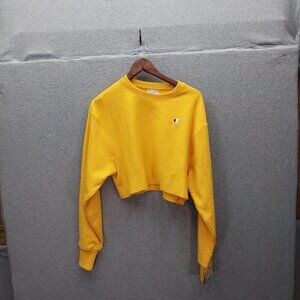 Champion Reverse Weave Cropped Sweatshirt Yellow Medium